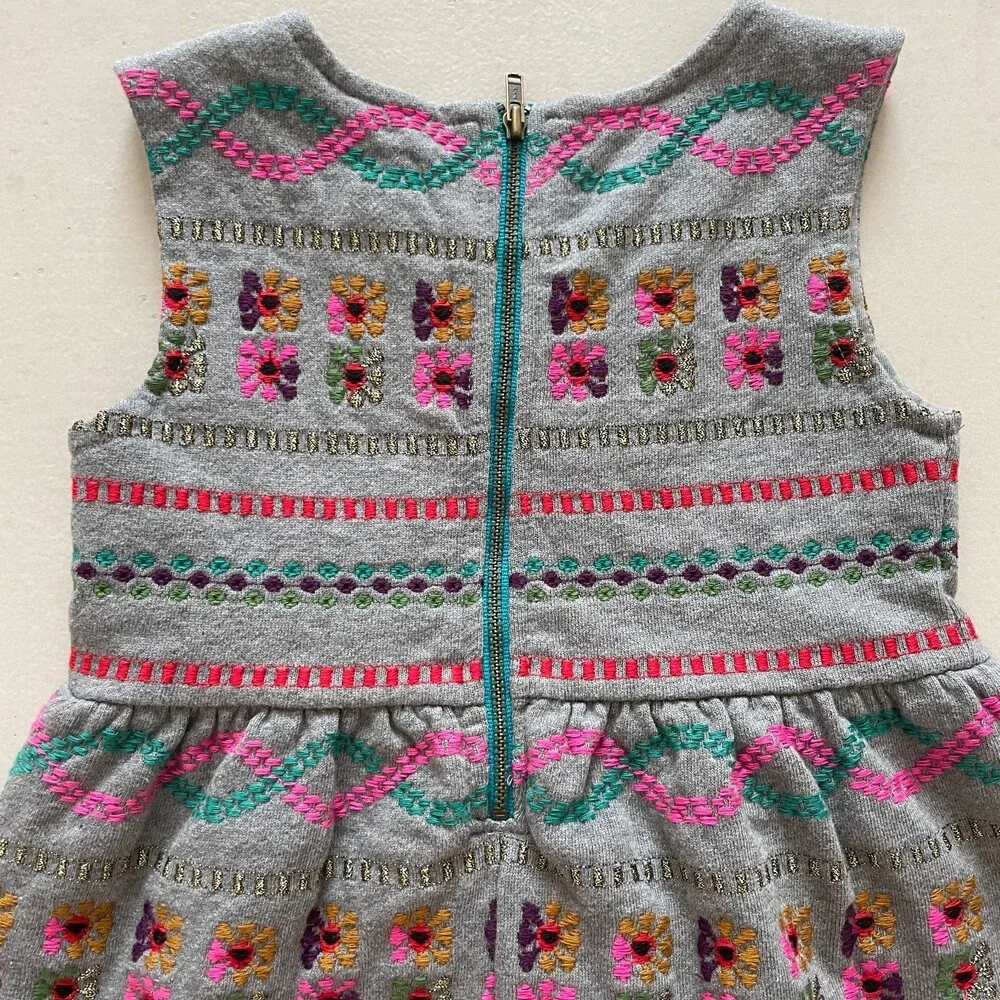 Peek Sleeveless Embroidered Dress Gray Pink Size 18-24M